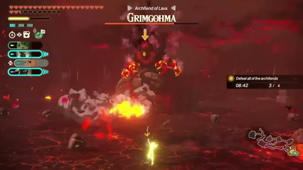 Grimgohma, Archfiend of Lava, rises from a lava field Grimgohma, Archfiend of Lava, rises from a lava field