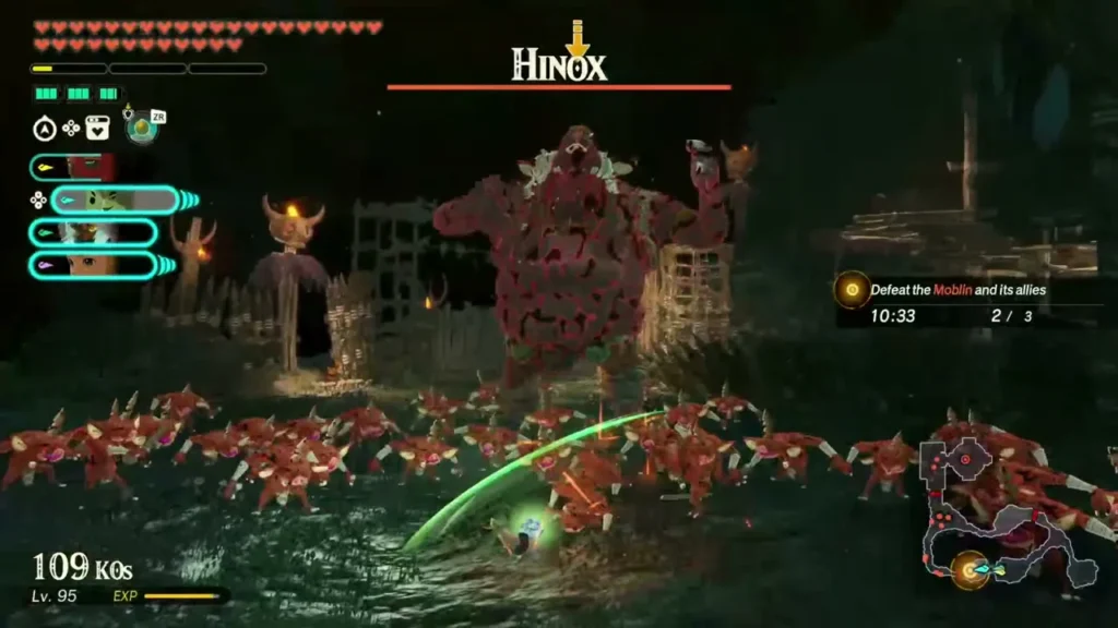 A Hinox rises behind a swarm of Bokoblins in the Depths A Hinox rises behind a swarm of Bokoblins in the Depths
