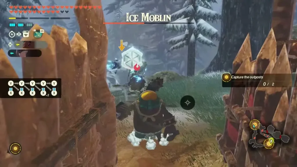 Braton creeps toward an Ice Moblin at a Tabantha Frontier outpost Braton creeps toward an Ice Moblin at a Tabantha Frontier outpost