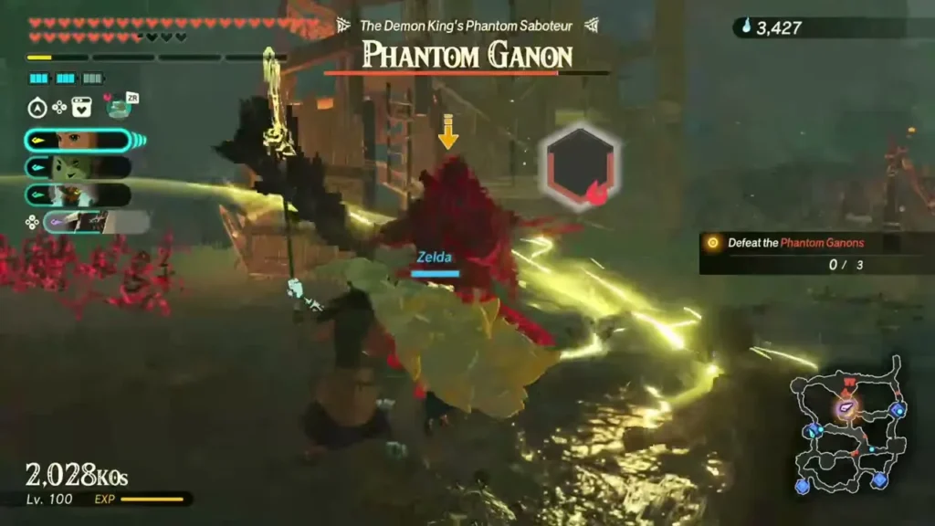The party fights a Phantom Ganon in Ash Swamp The party fights a Phantom Ganon in Ash Swamp