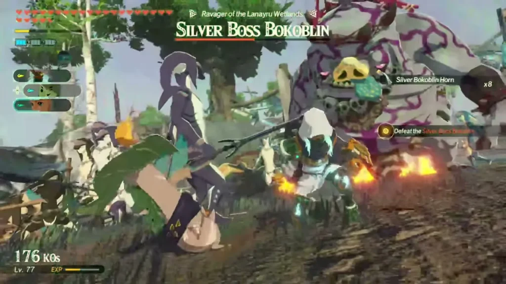 The Silver Boss Bokoblin, ravager of the Lanayru Wetlands, leads a horde against the outpost The Silver Boss Bokoblin, ravager of the Lanayru Wetlands, leads a horde against the outpost