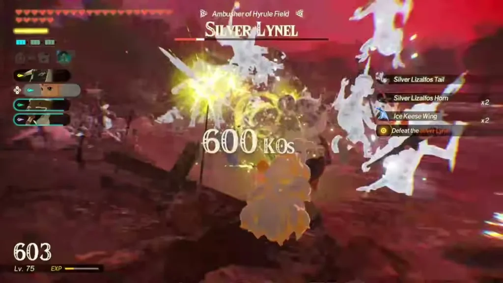 The Silver Lynel, ambusher of Hyrule Field, is surrounded by monsters at 600 KOs The Silver Lynel, ambusher of Hyrule Field, is surrounded by monsters at 600 KOs