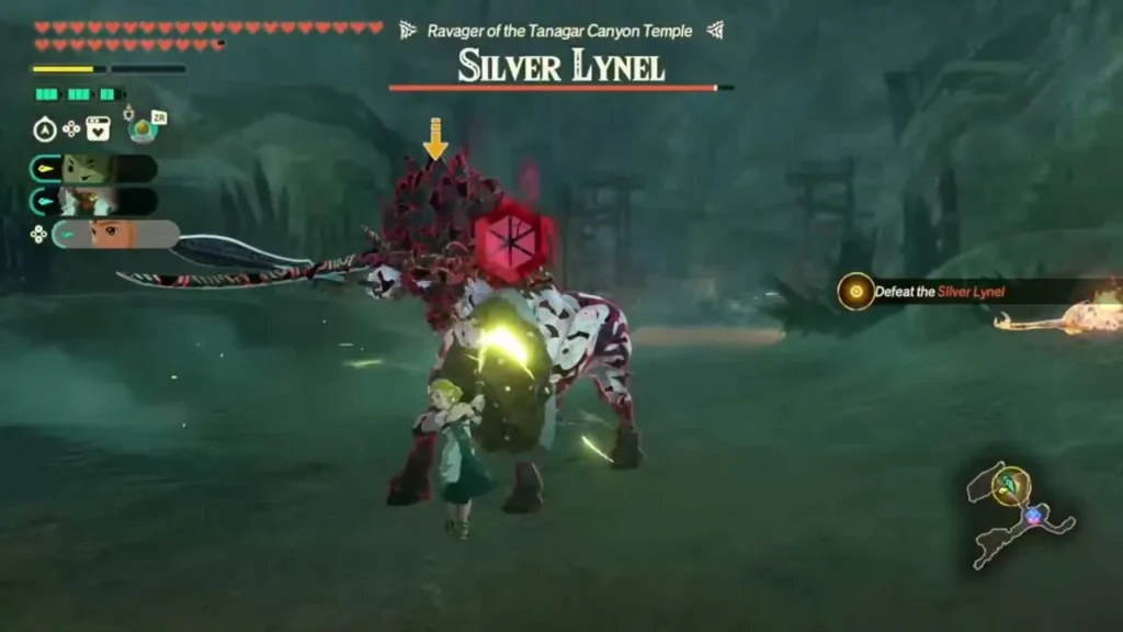 Zelda duels the Silver Lynel, ravager of the Tanagar Canyon Temple Zelda duels the Silver Lynel, ravager of the Tanagar Canyon Temple