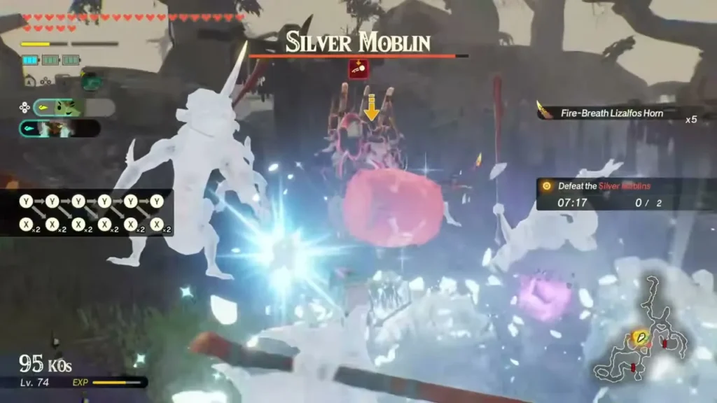Calamo and an ally take down the Silver Moblin leading the first group of monsters Calamo and an ally take down the Silver Moblin leading the first group of monsters
