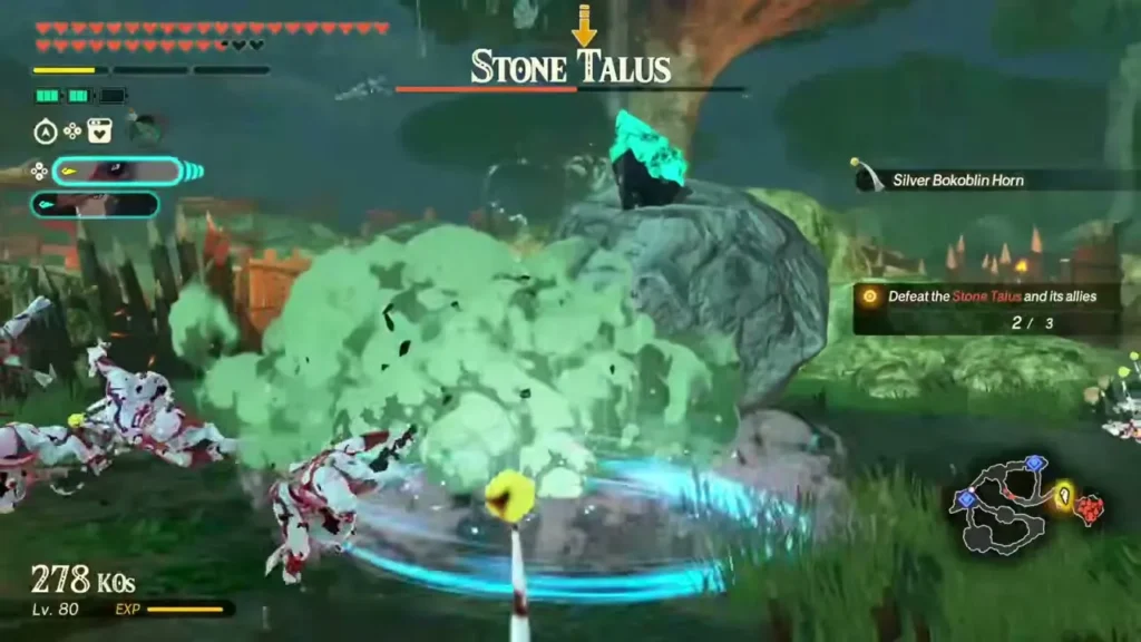 The party fights a Stone Talus amid a cloud of green dust The party fights a Stone Talus amid a cloud of green dust