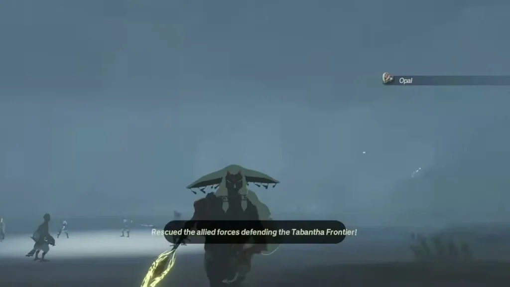 A banner announces the allied forces defending the Tabantha Frontier were rescued A banner announces the allied forces defending the Tabantha Frontier were rescued