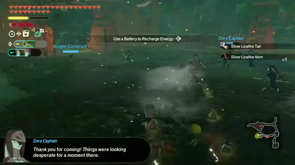 The Zora Captain thanks the party for coming as the fight for Ash Swamp wears on The Zora Captain thanks the party for coming as the fight for Ash Swamp wears on