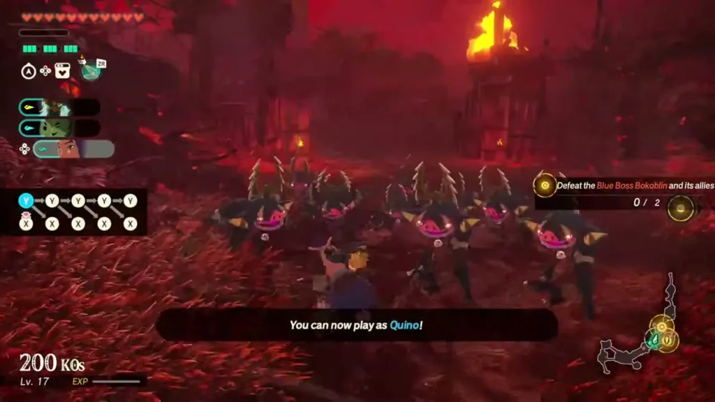 The message that Quino can now be played appears as monsters charge across a blood-red field The message that Quino can now be played appears as monsters charge across a blood-red field