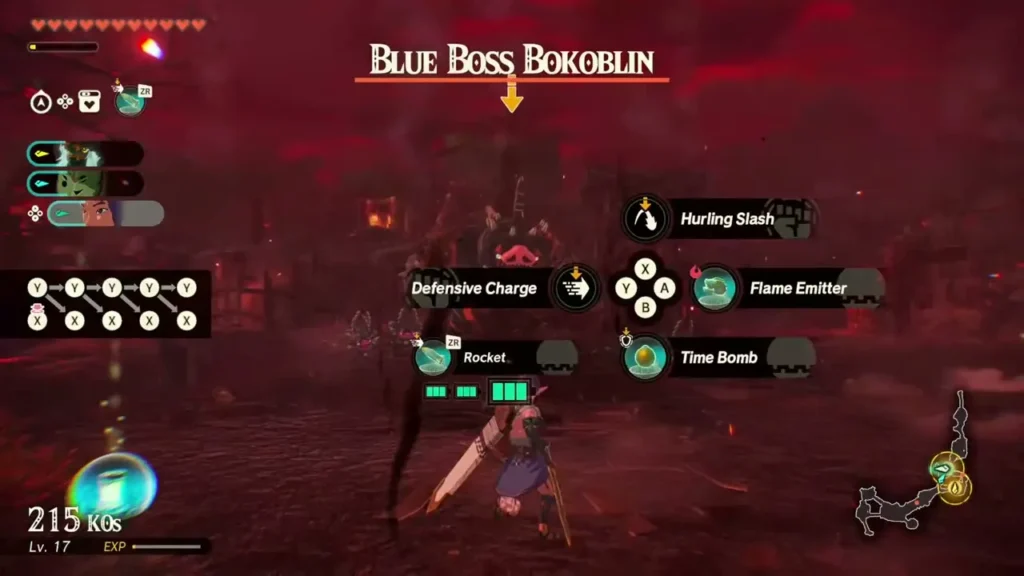 Quino readies Hurling Slash against the Blue Boss Bokoblin Quino readies Hurling Slash against the Blue Boss Bokoblin