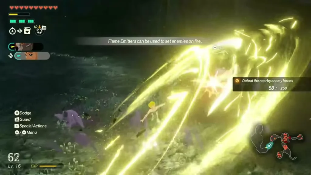Zelda slashes through a Gloom pack in the Depths Zelda slashes through a Gloom pack in the Depths