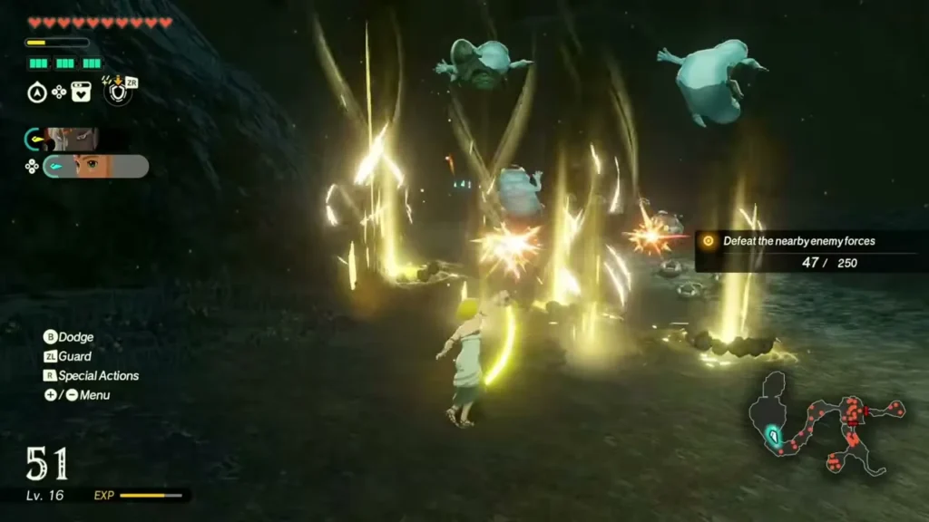 Zelda unleashes pillars of light on monsters in the Depths Zelda unleashes pillars of light on monsters in the Depths