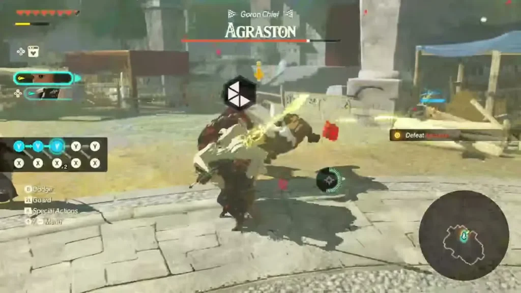 Agraston fights Zelda in a practice duel in a Hyrule town square Agraston fights Zelda in a practice duel in a Hyrule town square