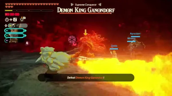 Demon King Ganondorf unleashes a stream of fire Demon King Ganondorf unleashes a stream of fire