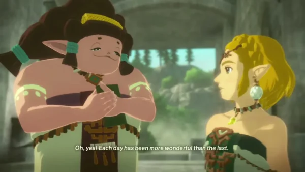 Lenalia, Rauru's chamberlain, tells Zelda each day has been more wonderful than the last Lenalia, Rauru's chamberlain, tells Zelda each day has been more wonderful than the last