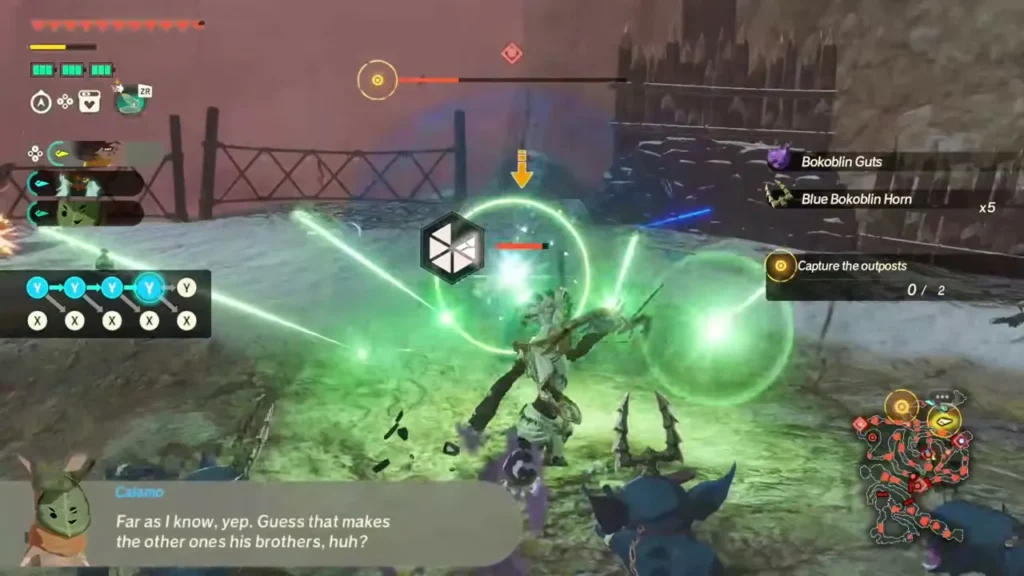 Raphica fires a burst of green arrows at a Bokoblin Raphica fires a burst of green arrows at a Bokoblin