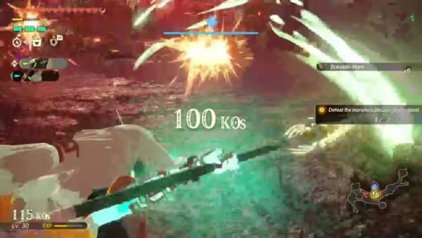 Rauru thrusts his spear through monsters in Defending Hyrule Field Rauru thrusts his spear through monsters in Defending Hyrule Field