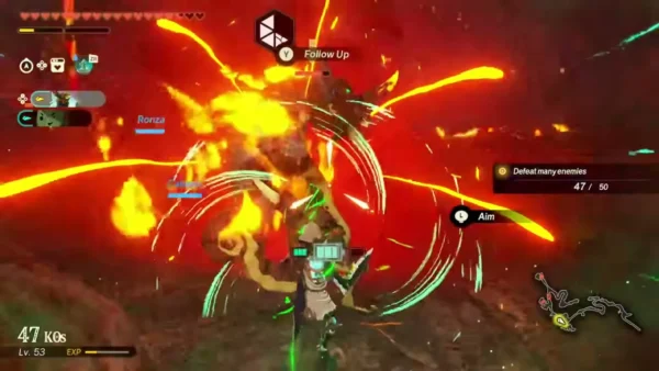 Ronza fights in the middle of a fiery blast Ronza fights in the middle of a fiery blast