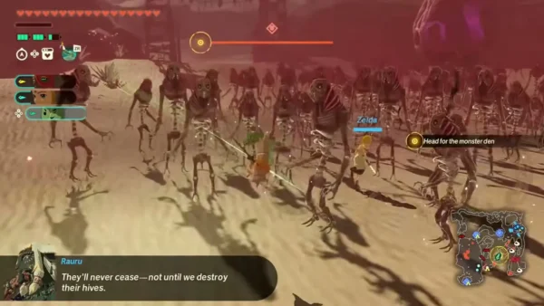 A horde of Gibdos closes in on the party in the desert