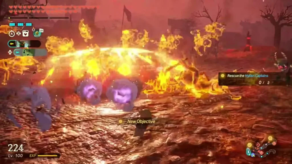 Calamo spins in a ring of flame against Bokoblins