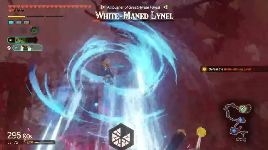 Calamo's allies whirl around the White-Maned Lynel in Great Hyrule Forest