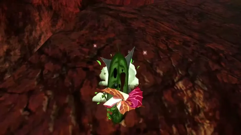 A Korok pops out of a pinwheel beyond the Fire Boss Bokoblin outpost in the mine