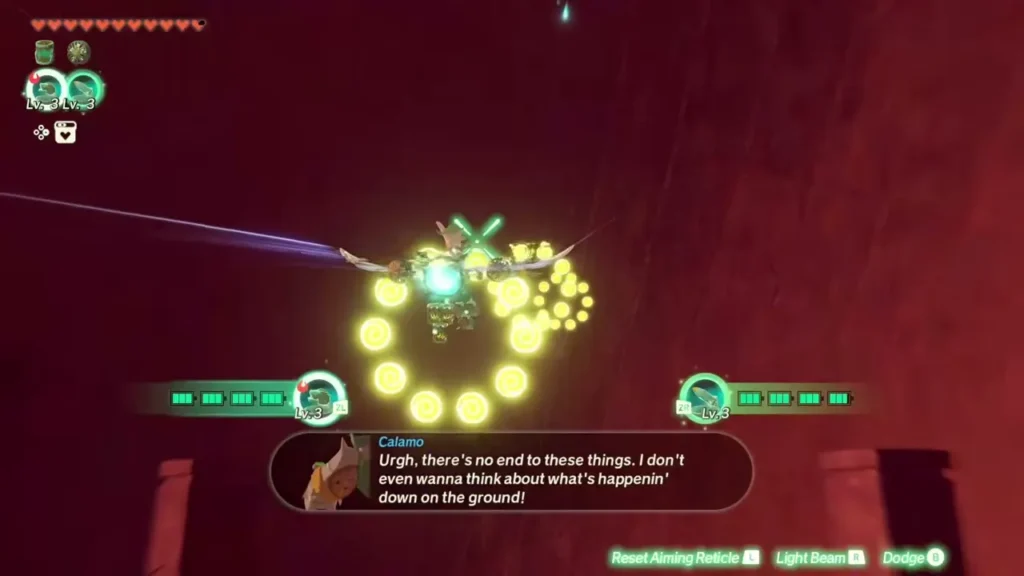 The Construct flies through a ring of yellow circles inside the large sphere