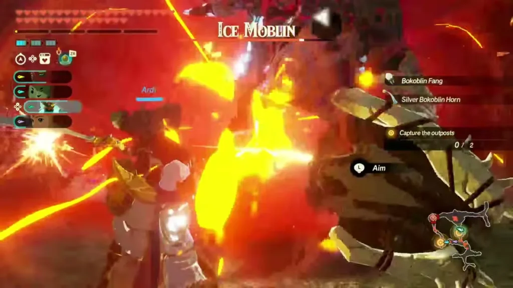 Ardi unleashes a fiery strike on the Ice Moblin in Necluda
