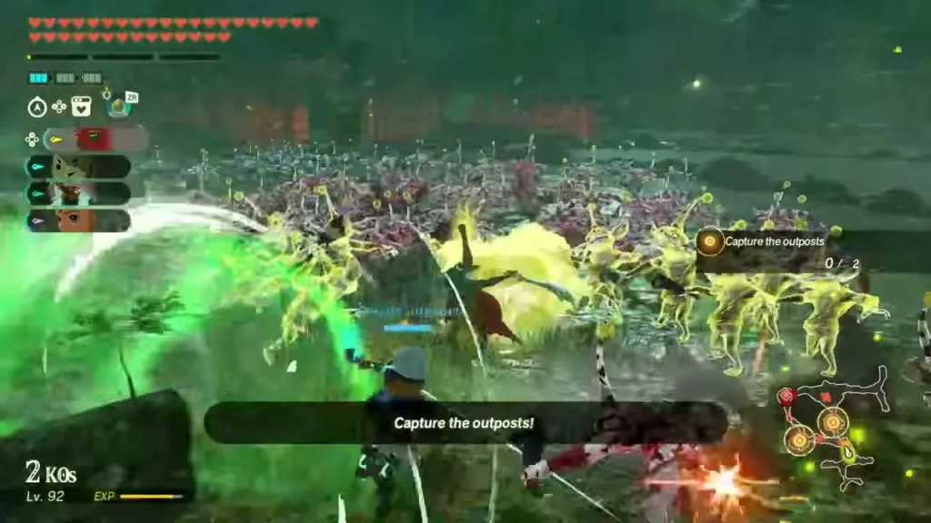 A green gust clears monsters in the Necluda swamp battle