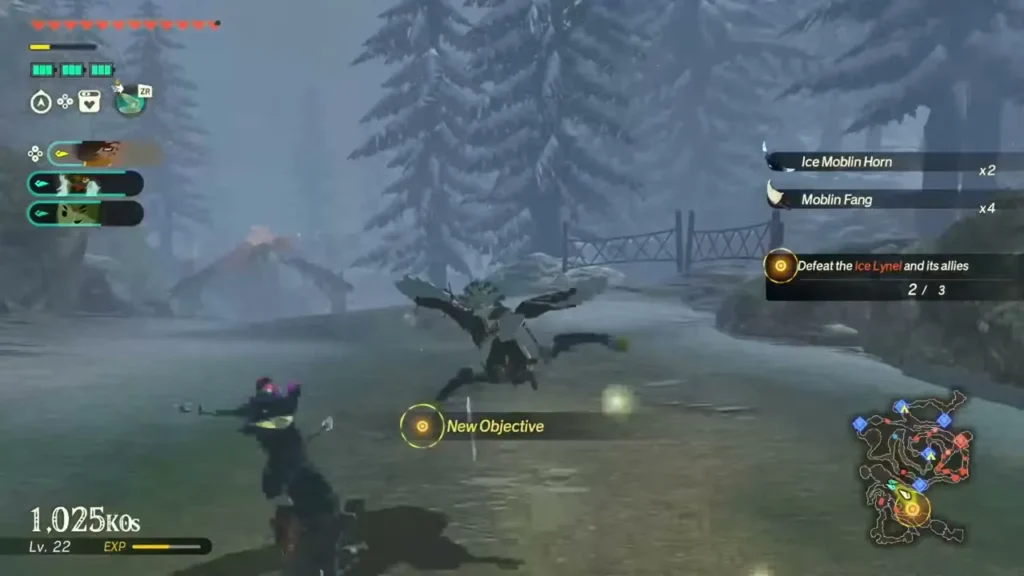 A new objective appears for the Ice Lynel as a warrior fights in snowy Hebra