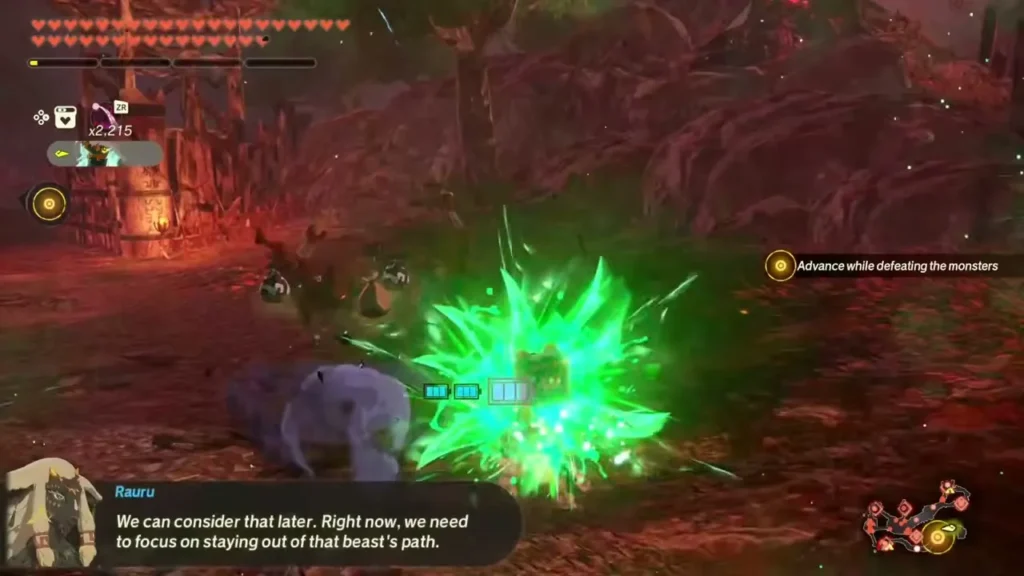 Rauru warns the party to stay out of the beast's path in Hyrule Field