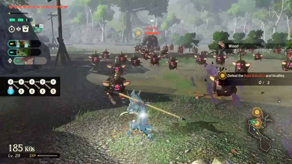 Cadlan thrusts his spear at a swarm of Bokoblins in the wetlands Cadlan thrusts his spear at a swarm of Bokoblins in the wetlands