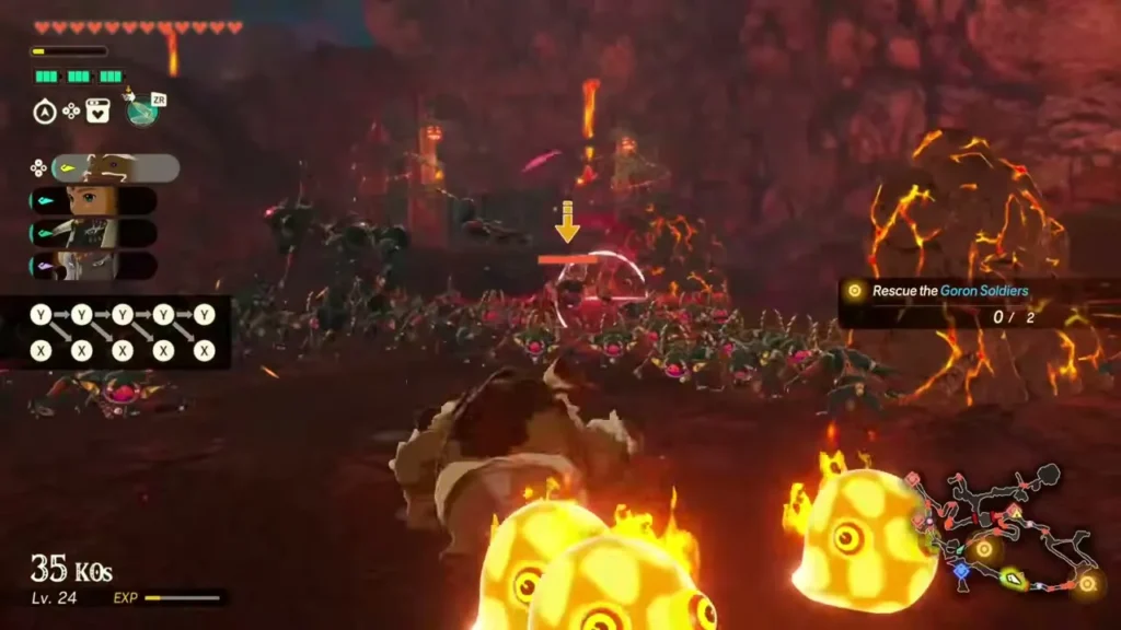Goron warriors fight a horde of Bokoblins on Death Mountain Goron warriors fight a horde of Bokoblins on Death Mountain