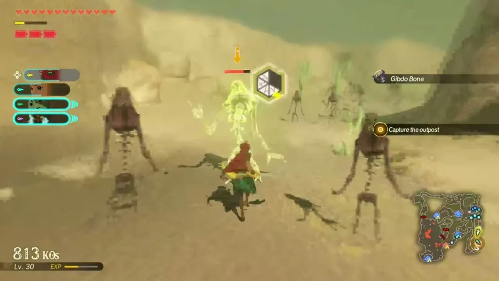 A Gerudo warrior fights Gibdos in the desert dunes A Gerudo warrior fights Gibdos in the desert dunes