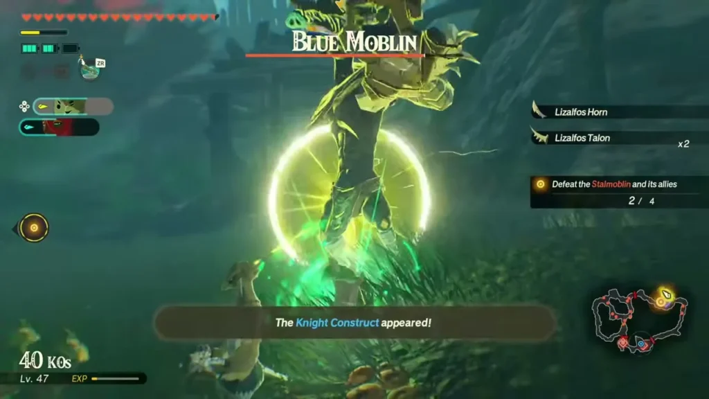 The Knight Construct joins the fight while Lizalfos Horn and Talon drop The Knight Construct joins the fight while Lizalfos Horn and Talon drop