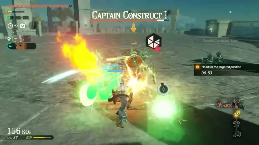 Mineru fights Captain Construct I in the Zonai ruins in the sky Mineru fights Captain Construct I in the Zonai ruins in the sky