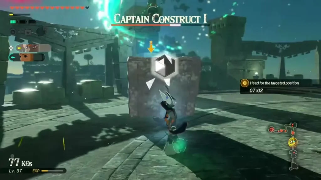 Mineru raises a stone block against Captain Construct I Mineru raises a stone block against Captain Construct I