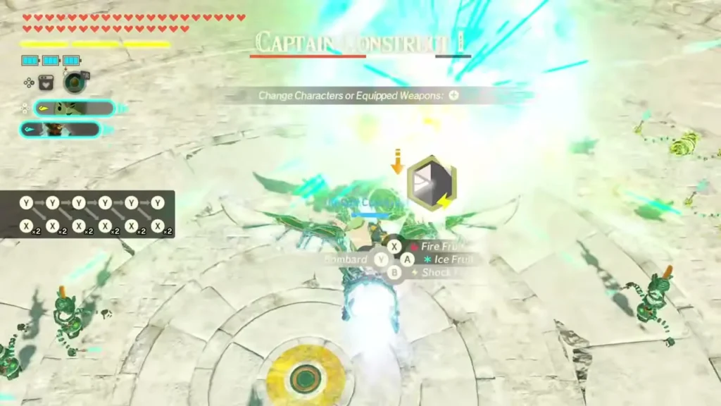 The Mysterious Construct flies over Captain Construct I in the Sky Island Sparring Circle The Mysterious Construct flies over Captain Construct I in the Sky Island Sparring Circle