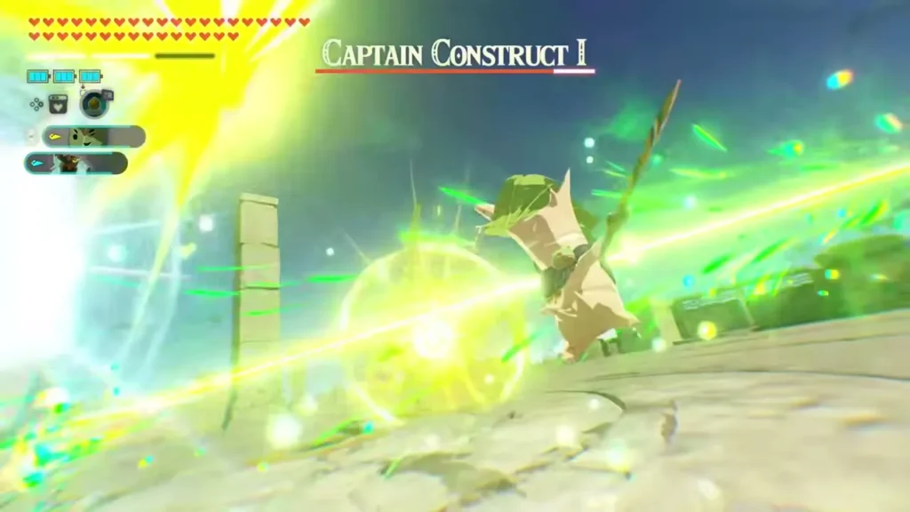 A warrior strikes with a green burst at Captain Construct I in the sparring circle A warrior strikes with a green burst at Captain Construct I in the sparring circle
