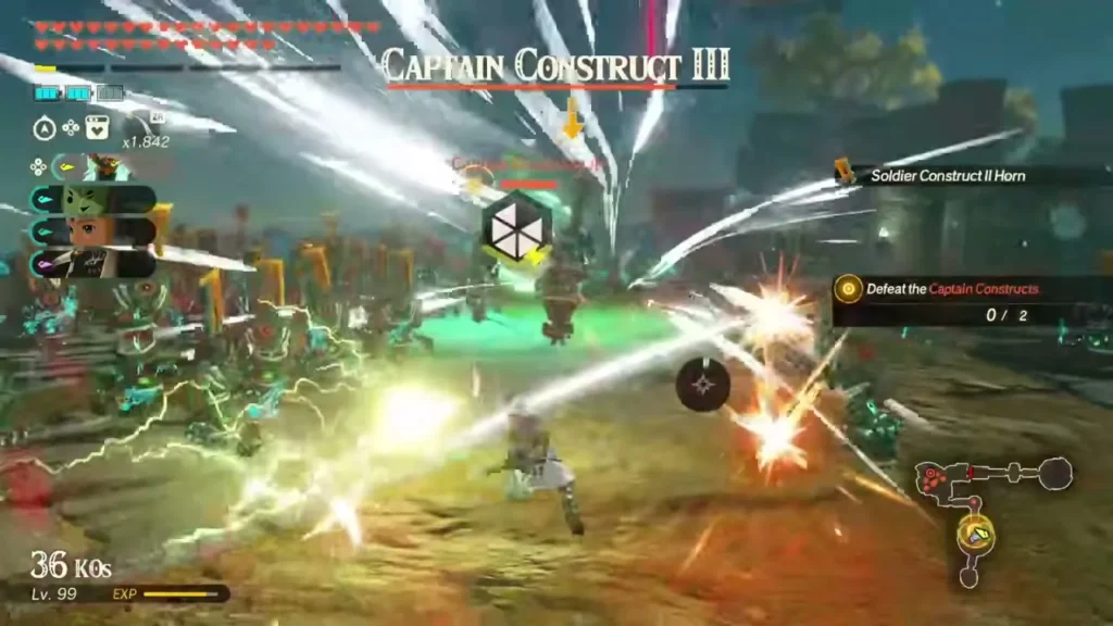 The party fights the Captain Construct III amid a swarm of constructs on the Sky Islands