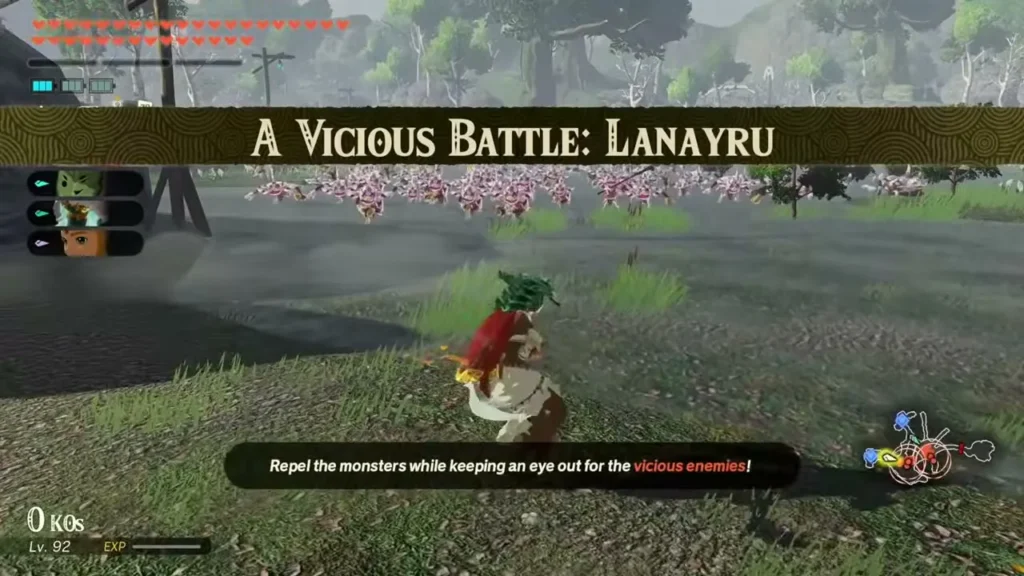 The Vicious Battle: Lanayru begins on a grassy road with Bokoblins ahead