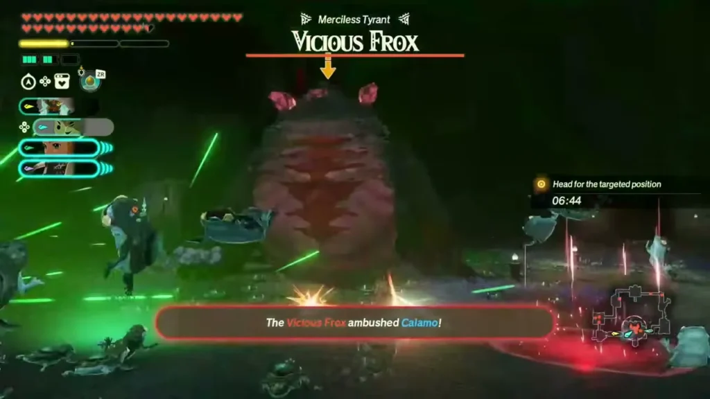 The Vicious Frox ambushes Calamo in the dark Depths with a countdown timer running