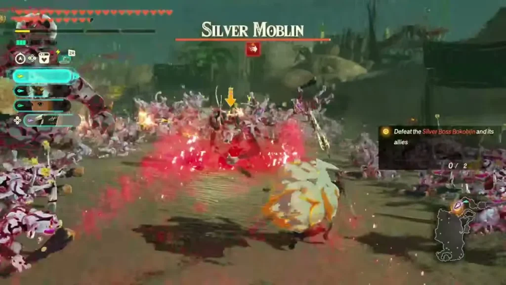 A Silver Moblin charges through a horde in a Vicious Battle