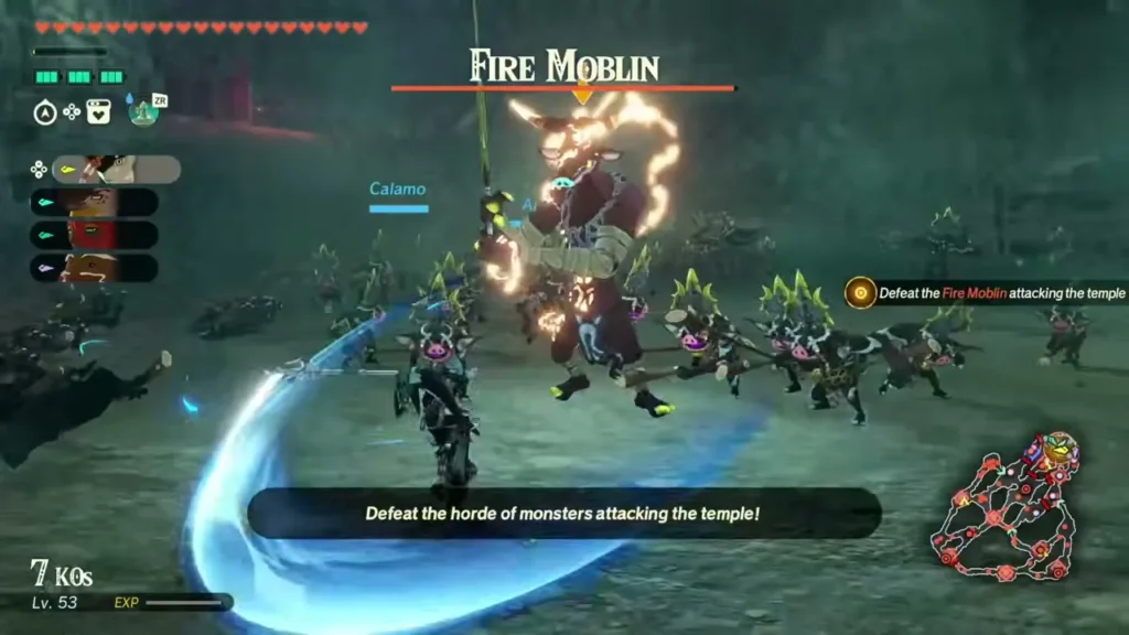 Raphica's party fights a Fire Moblin and its horde at the temple Raphica's party fights a Fire Moblin and its horde at the temple