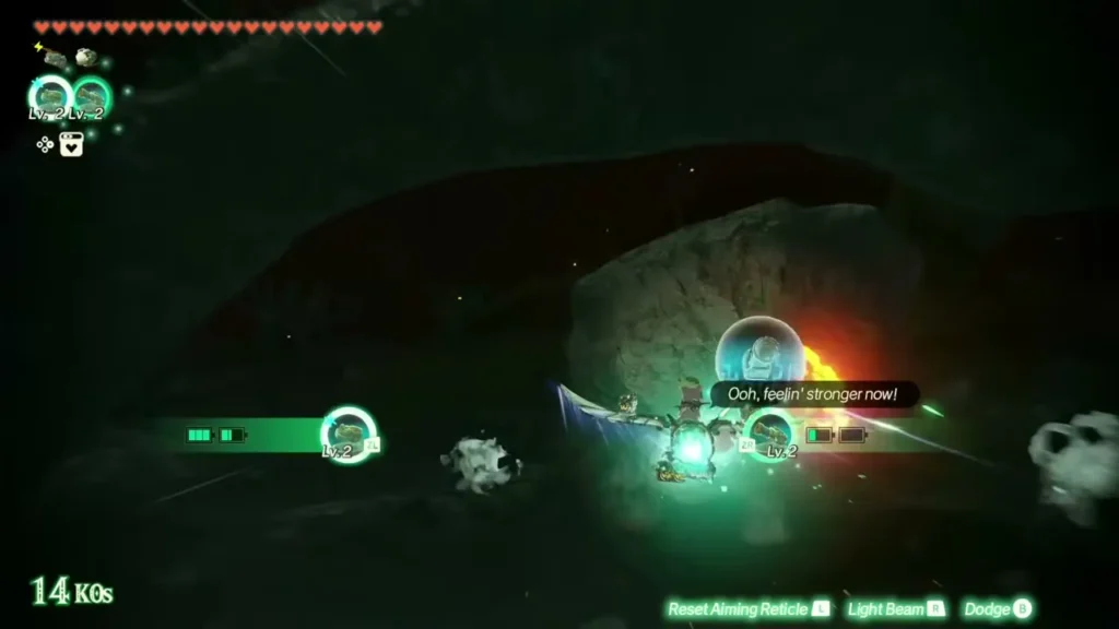 A device levels up after a pickup while the Construct blasts through enemies