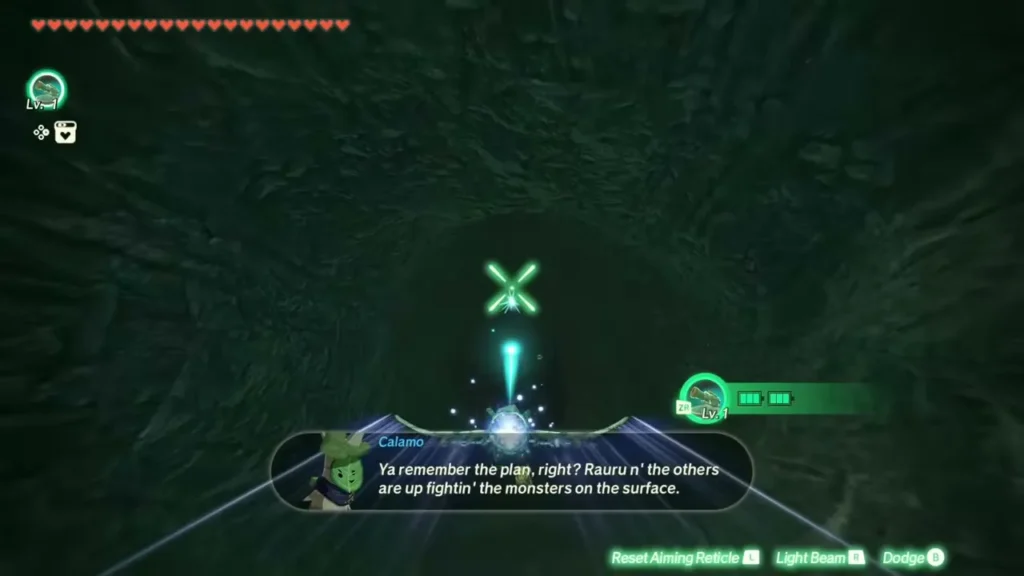 Calamo explains the plan as the Construct flies down a narrow tunnel with its first device