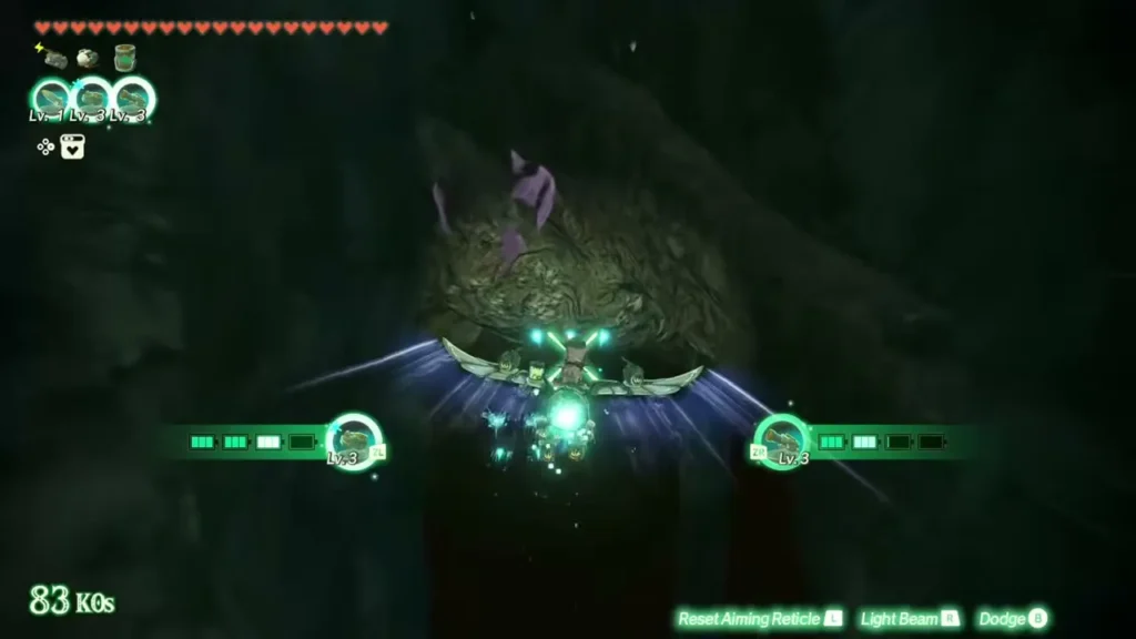 The Construct flies toward a rocky mass on the cave wall