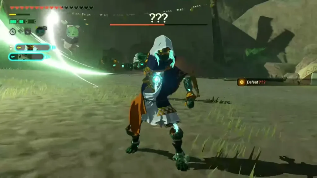 The Mysterious Construct stands ready in the open arena during the single boss fight