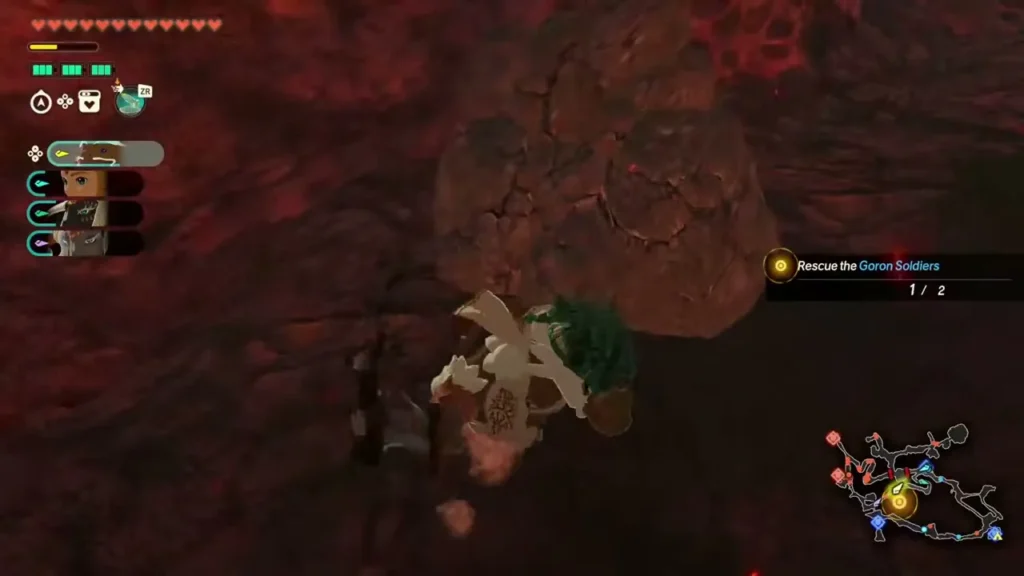Agraston smashes a brown boulder formation with a strong attack