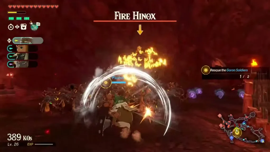 Agraston spins into a crowd around the Fire Hinox on the west side