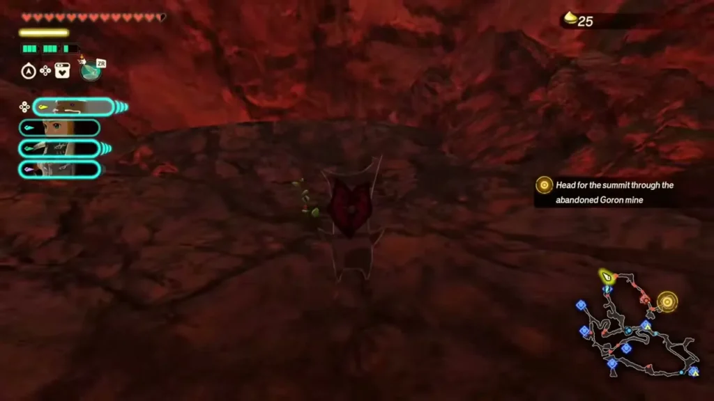 A Korok pops out of the yellow flower in the cave